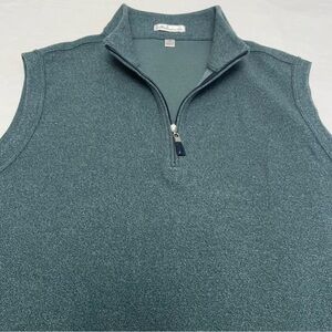 Peter Millar Sweater Vest Quarter Zip Sleeveless Cotton Blend Green Men’s Medium
